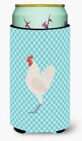 German Langshan Chicken Blue Check Tall Boy Hugger Can Cooler Sleeve Machine Washable Drink Collapsible Insulator Beverage Insulated Holder