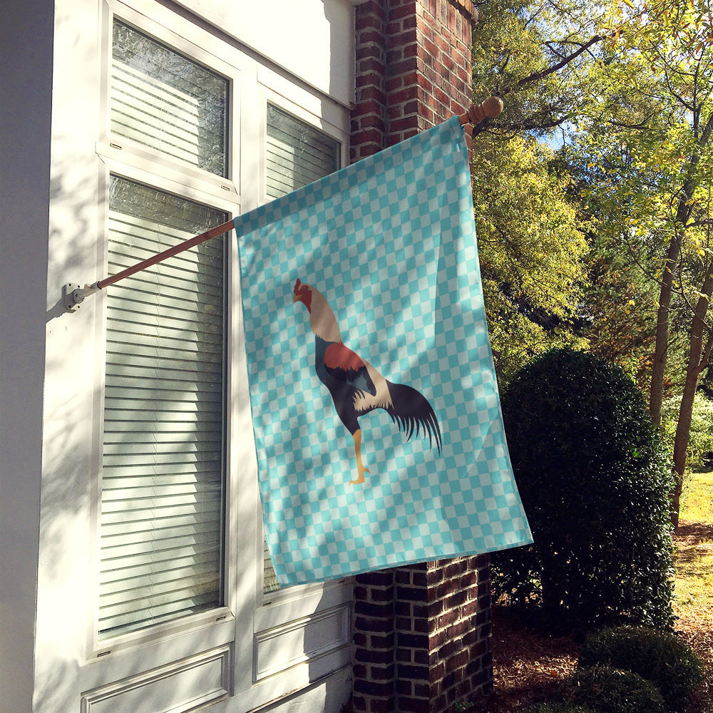 Kulang Chicken Blue Check House Flag 28x40 Porch Sleeve Pole Decorative Outside Yard Banner Artwork Wall Hanging, Polyester