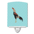 Kulang Chicken Blue Check Ceramic Night Light Compact, UL-Certified, Ideal for Bedroom, Bathroom, Nursery, Hallway, Kitchen, 6x4x3, Multicolor