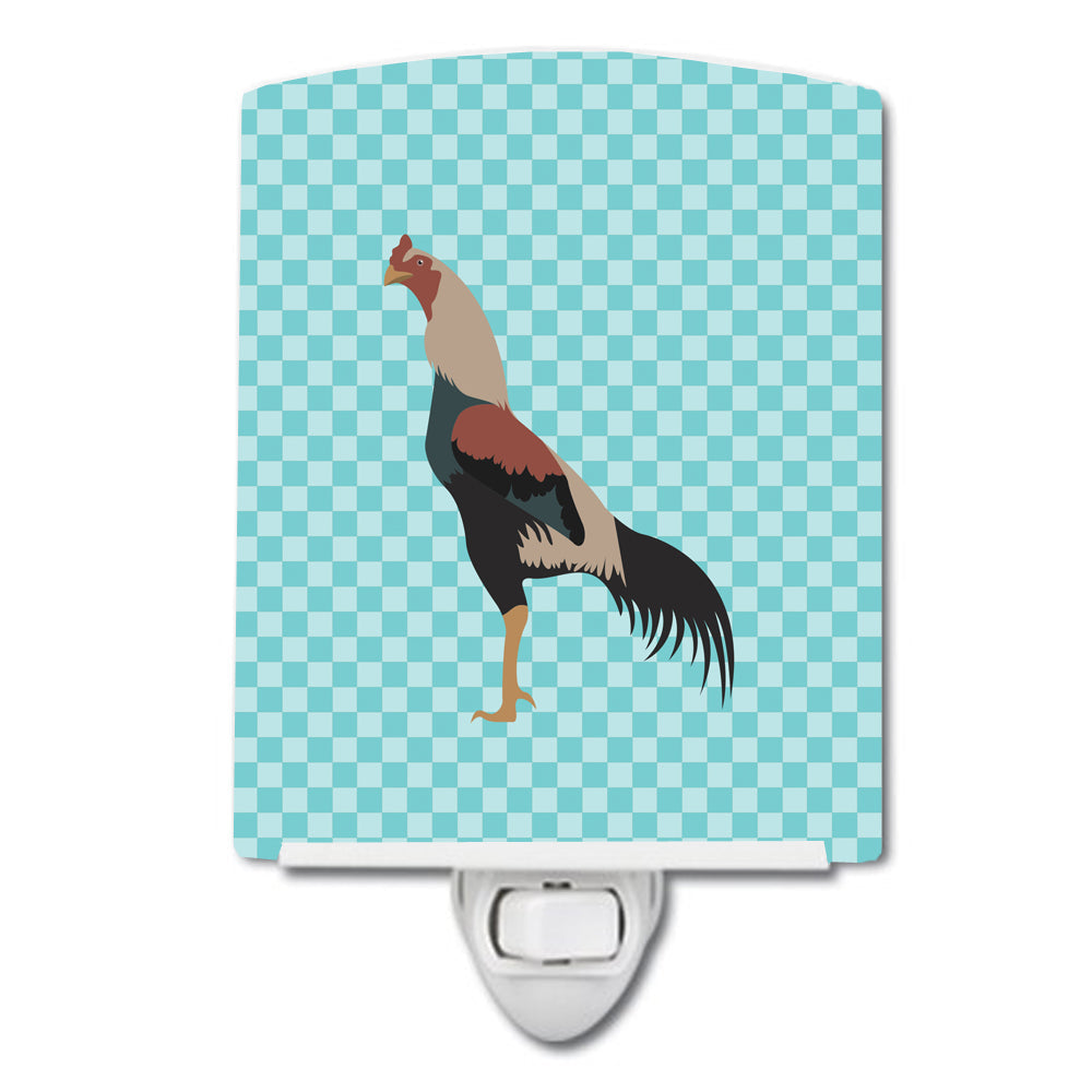 Kulang Chicken Blue Check Ceramic Night Light Compact, UL-Certified, Ideal for Bedroom, Bathroom, Nursery, Hallway, Kitchen, 6x4x3, Multicolor