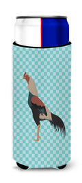 Kulang Chicken Blue Check Slim Can Hugger , Insulated Foam Hugger for 12 oz Slim Cans, Beer Bottles & Water Bottles, Printed in USA