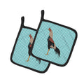 Kulang Chicken Blue Check Pot Holder Set of 2 Heat Resistant Quilted Hot Pads 7.5 x 7.5 Inch, Insulated Kitchen Trivets for Cooking & Baking