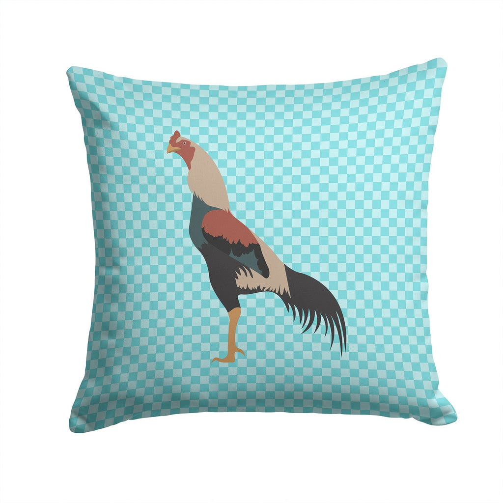 Kulang Chicken Blue Check Decorative Throw Pillow 14x14 Indoor Outdoor Accent Cushion, Fabric Cover with Insert for Sofa, Bed, Porch & Living Room