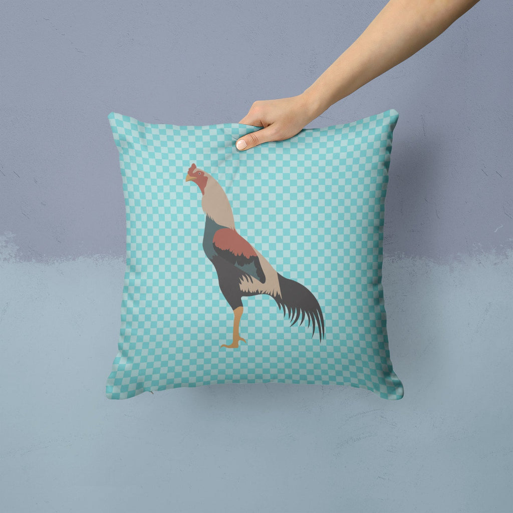 Kulang Chicken Blue Check Decorative Throw Pillow 14x14 Indoor Outdoor Accent Cushion, Fabric Cover with Insert for Sofa, Bed, Porch & Living Room