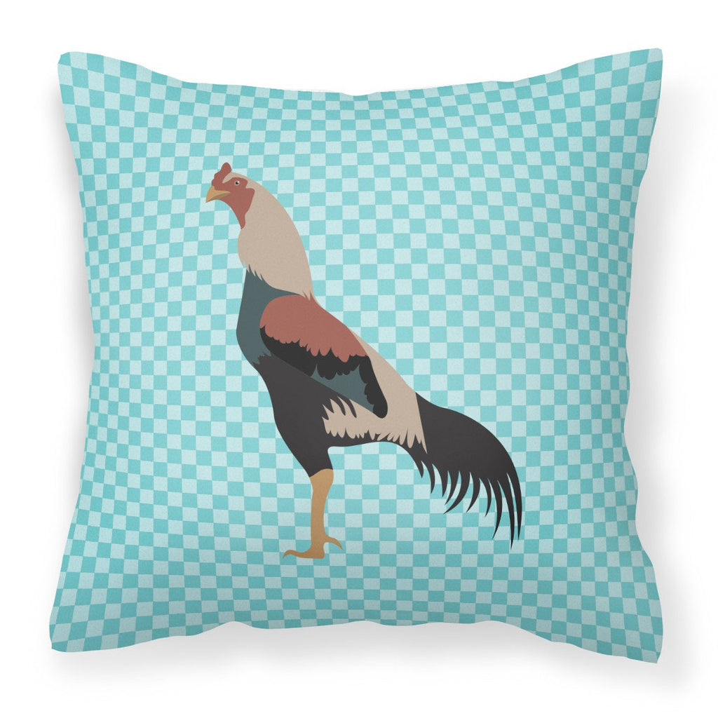 Kulang Chicken Blue Check Decorative Throw Pillow 18x18 Indoor Outdoor Accent Cushion, Fabric Cover with Insert for Sofa, Bed, Porch & Living Room