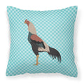 Kulang Chicken Blue Check Decorative Throw Pillow 18x18 Indoor Outdoor Accent Cushion, Fabric Cover with Insert for Sofa, Bed, Porch & Living Room