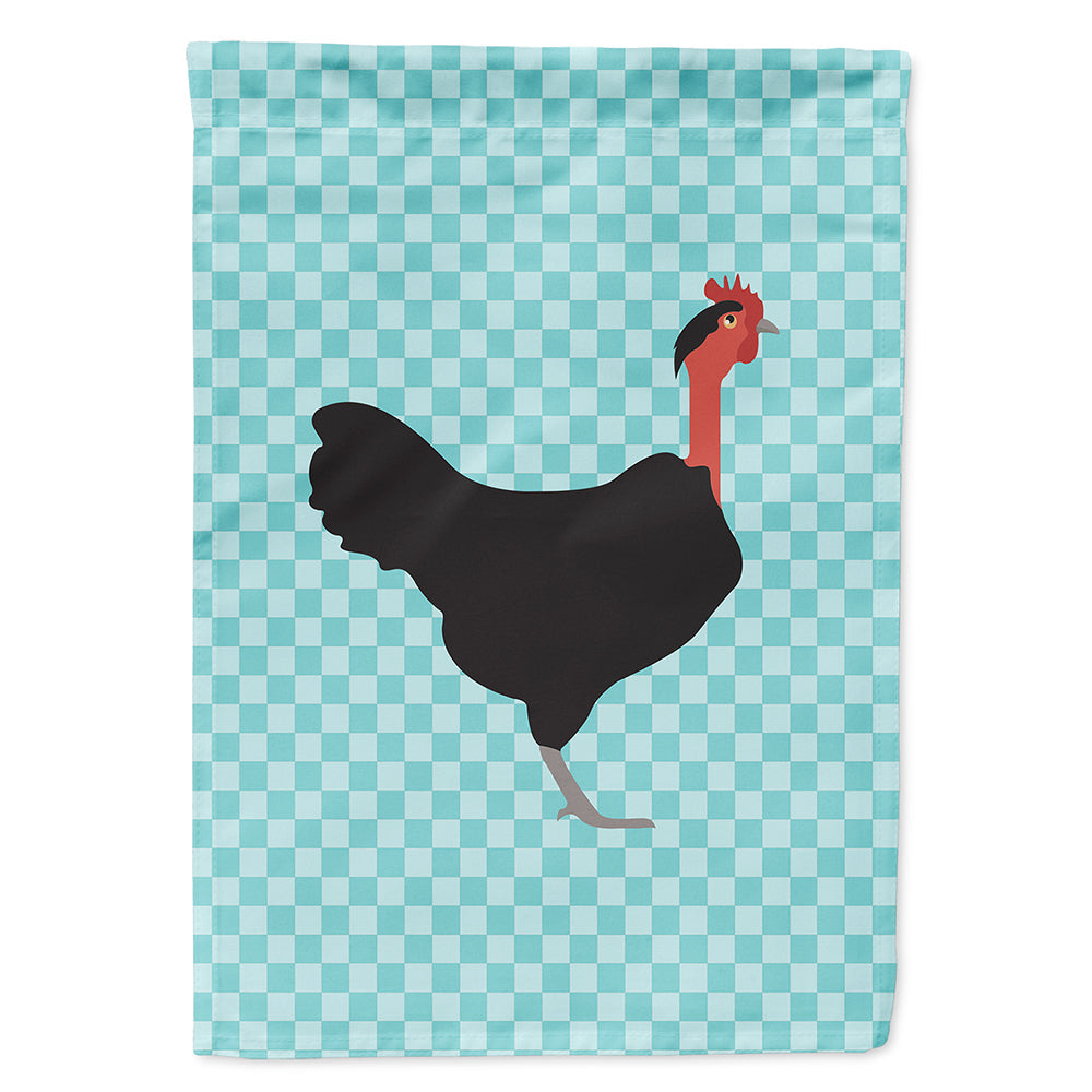 Naked Neck Chicken Blue Check House Flag 28x40 Porch Sleeve Pole Decorative Outside Yard Banner Artwork Wall Hanging, Polyester