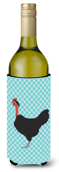 Naked Neck Chicken Blue Check Wine Bottle Hugger Gift Sleeve for Standard 750 ml Bottles, Insulated Reusable Also Fits Mini Shot & Pint Bottles