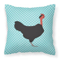 Naked Neck Chicken Blue Check Decorative Throw Pillow 18x18 Indoor Outdoor Accent Cushion, Fabric Cover with Insert for Sofa, Bed, Porch & Living Room