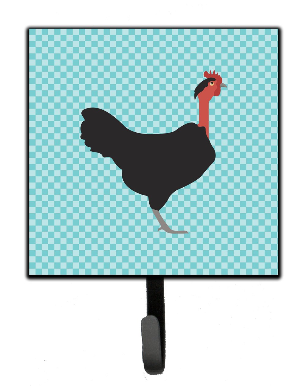 Naked Neck Chicken Blue Check Leash or Key Holder Wall Hooks, Key Hooks Holder, Coat Rack Wall Mount, Coat Hooks, Hooks for Hanging Keys, Towels, Aprons, Leashes