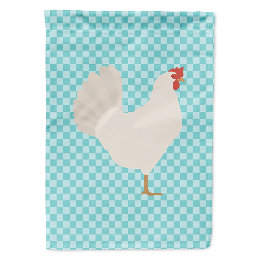 Leghorn Chicken Blue Check House Flag 28x40 Porch Sleeve Pole Decorative Outside Yard Banner Artwork Wall Hanging, Polyester