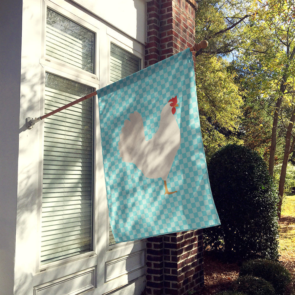 Leghorn Chicken Blue Check House Flag 28x40 Porch Sleeve Pole Decorative Outside Yard Banner Artwork Wall Hanging, Polyester