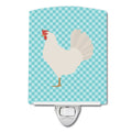 Leghorn Chicken Blue Check Ceramic Night Light Compact, UL-Certified, Ideal for Bedroom, Bathroom, Nursery, Hallway, Kitchen, 6x4x3, Multicolor