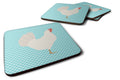 Leghorn Chicken Blue Check Foam Coasters Set of 4 Cup Coasters for Indoor Outdoor, Tabletop Protection, Anti Slip, Mouse pad Material