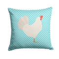 Leghorn Chicken Blue Check Decorative Throw Pillow 14x14 Indoor Outdoor Accent Cushion, Fabric Cover with Insert for Sofa, Bed, Porch & Living Room
