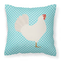 Leghorn Chicken Blue Check Decorative Throw Pillow 18x18 Indoor Outdoor Accent Cushion, Fabric Cover with Insert for Sofa, Bed, Porch & Living Room