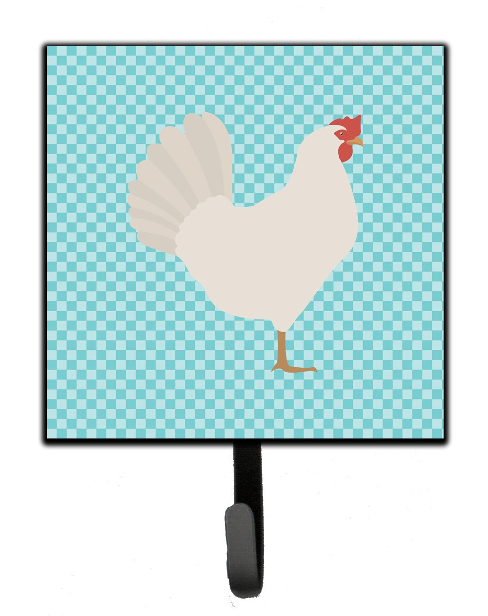 Leghorn Chicken Blue Check Leash or Key Holder Wall Hooks, Key Hooks Holder, Coat Rack Wall Mount, Coat Hooks, Hooks for Hanging Keys, Towels, Aprons, Leashes
