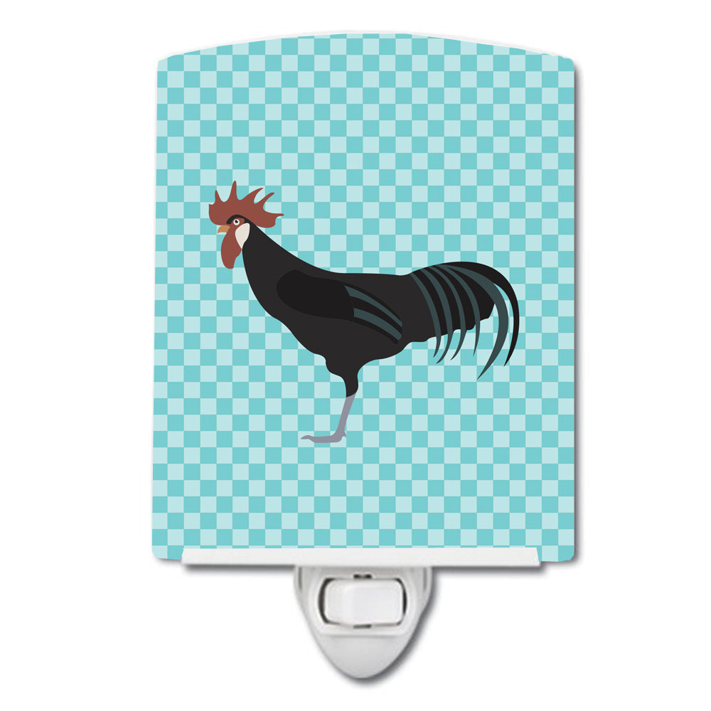 Minorca Ctalalan Chicken Blue Check Ceramic Night Light Compact, UL-Certified, Ideal for Bedroom, Bathroom, Nursery, Hallway, Kitchen, 6x4x3, Multicolor