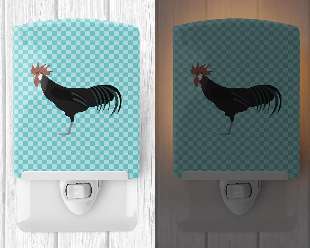 Minorca Ctalalan Chicken Blue Check Ceramic Night Light Compact, UL-Certified, Ideal for Bedroom, Bathroom, Nursery, Hallway, Kitchen, 6x4x3, Multicolor