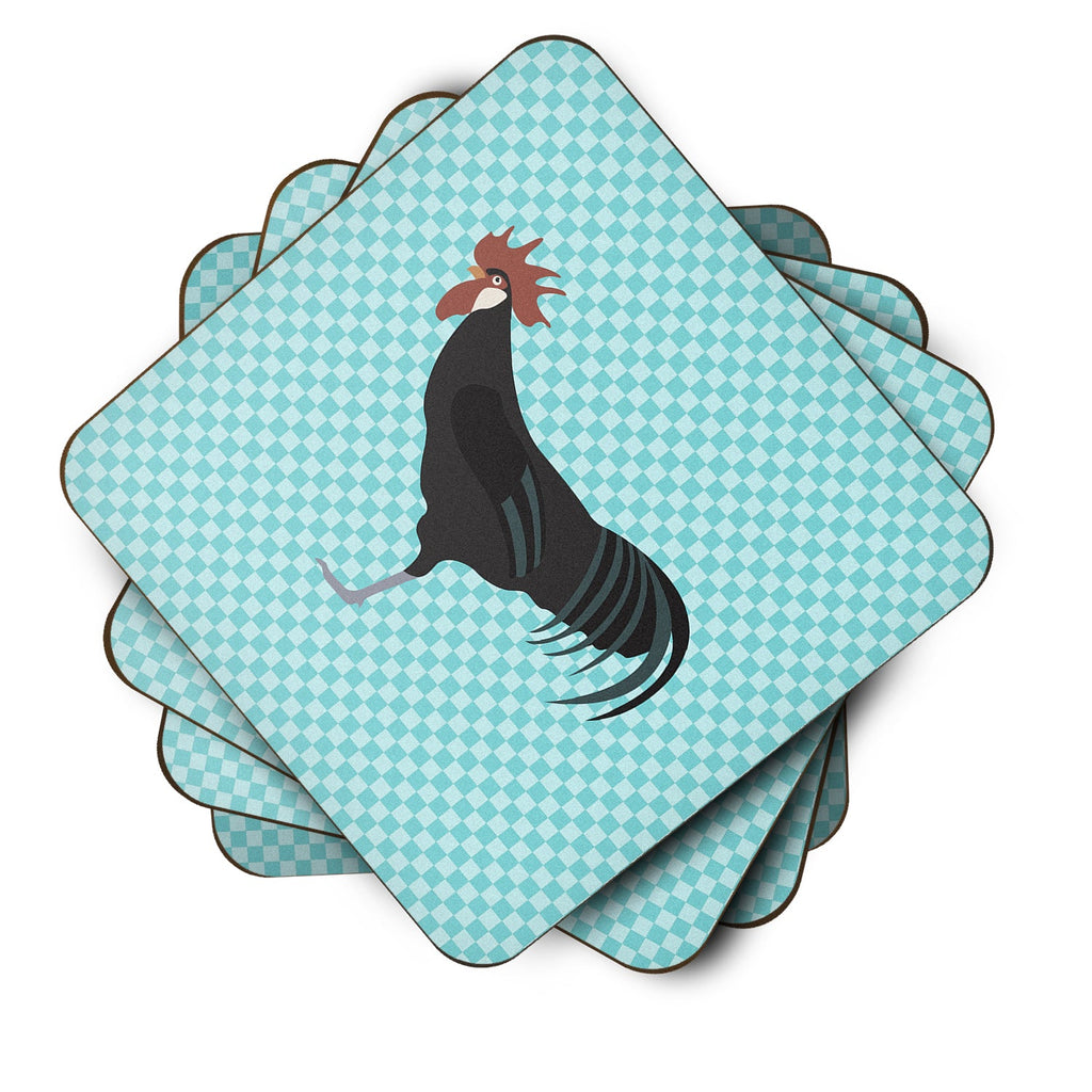 Minorca Ctalalan Chicken Blue Check Foam Coasters Set of 4 Cup Coasters for Indoor Outdoor, Tabletop Protection, Anti Slip, Mouse pad Material