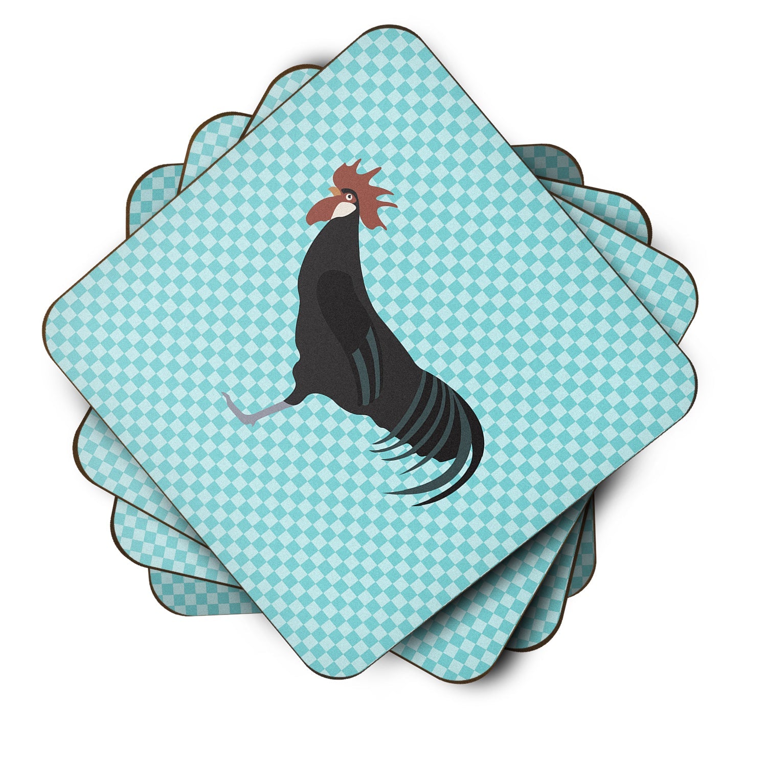 Minorca Ctalalan Chicken Blue Check Foam Coasters Set of 4 Cup Coasters for Indoor Outdoor, Tabletop Protection, Anti Slip, Mouse pad Material