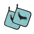 Minorca Ctalalan Chicken Blue Check Pot Holder Set of 2 Heat Resistant Quilted Hot Pads 7.5 x 7.5 Inch, Insulated Kitchen Trivets for Cooking & Baking
