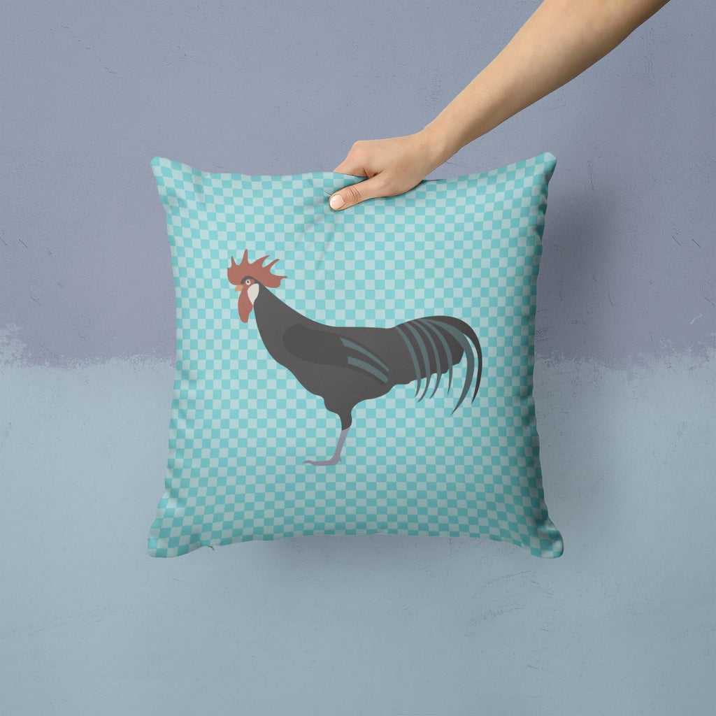 Minorca Ctalalan Chicken Blue Check Decorative Throw Pillow 14x14 Indoor Outdoor Accent Cushion, Fabric Cover with Insert for Sofa, Bed, Porch & Living Room
