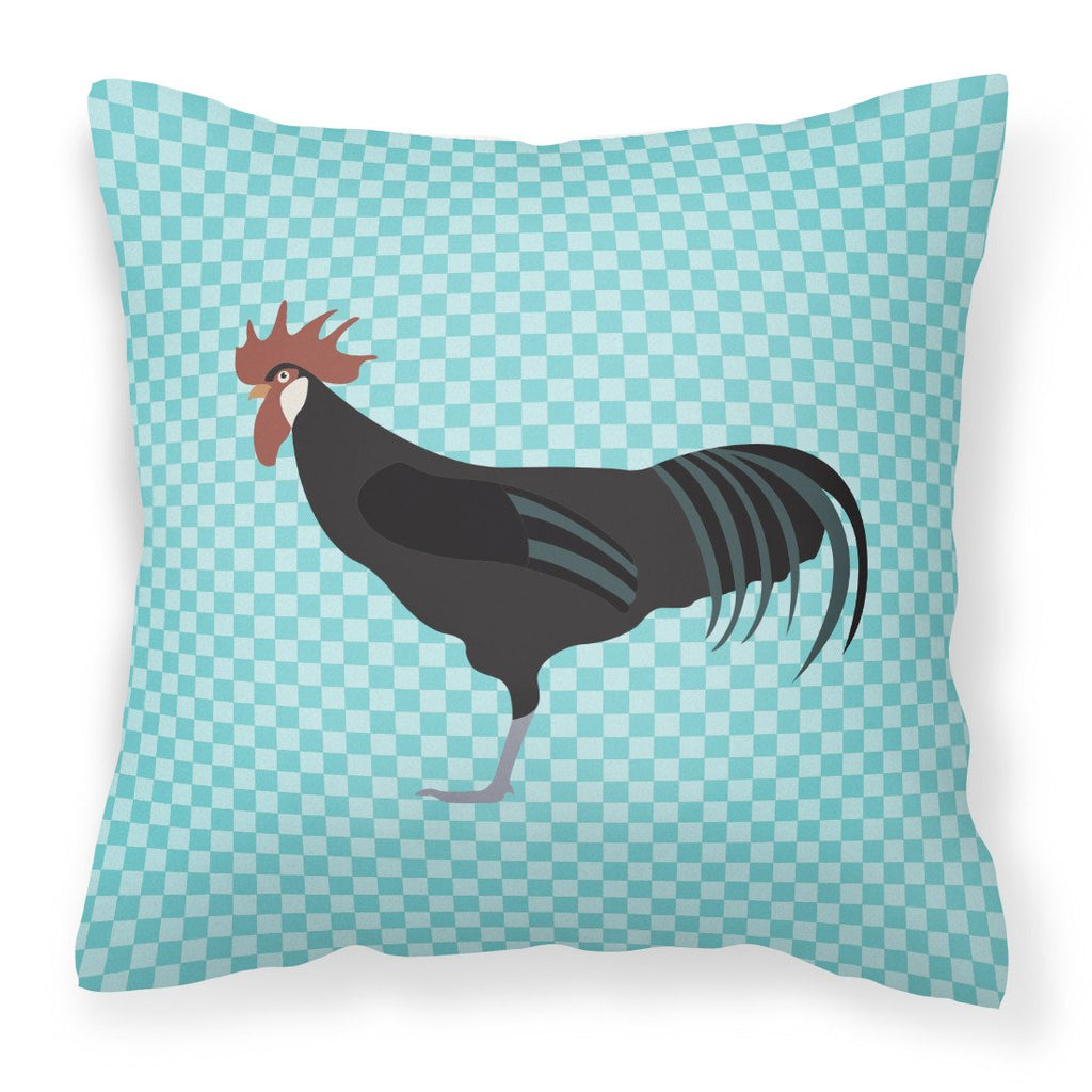Minorca Ctalalan Chicken Blue Check Decorative Throw Pillow 18x18 Indoor Outdoor Accent Cushion, Fabric Cover with Insert for Sofa, Bed, Porch & Living Room