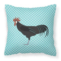 Minorca Ctalalan Chicken Blue Check Decorative Throw Pillow 18x18 Indoor Outdoor Accent Cushion, Fabric Cover with Insert for Sofa, Bed, Porch & Living Room