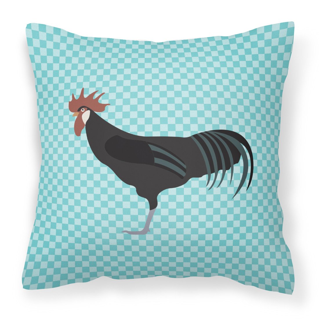 Minorca Ctalalan Chicken Blue Check Decorative Throw Pillow 18x18 Indoor Outdoor Accent Cushion, Fabric Cover with Insert for Sofa, Bed, Porch & Living Room