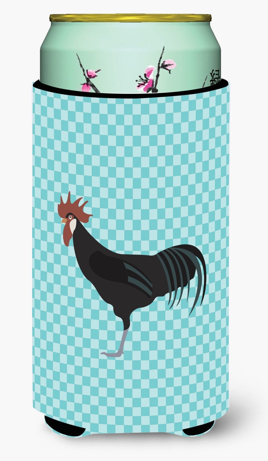 Minorca Ctalalan Chicken Blue Check Tall Boy Hugger Can Cooler Sleeve Machine Washable Drink Collapsible Insulator Beverage Insulated Holder