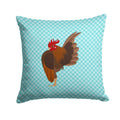 Malaysian Serama Chicken Blue Check Decorative Throw Pillow 14x14 Indoor Outdoor Accent Cushion, Fabric Cover with Insert for Sofa, Bed, Porch & Living Room