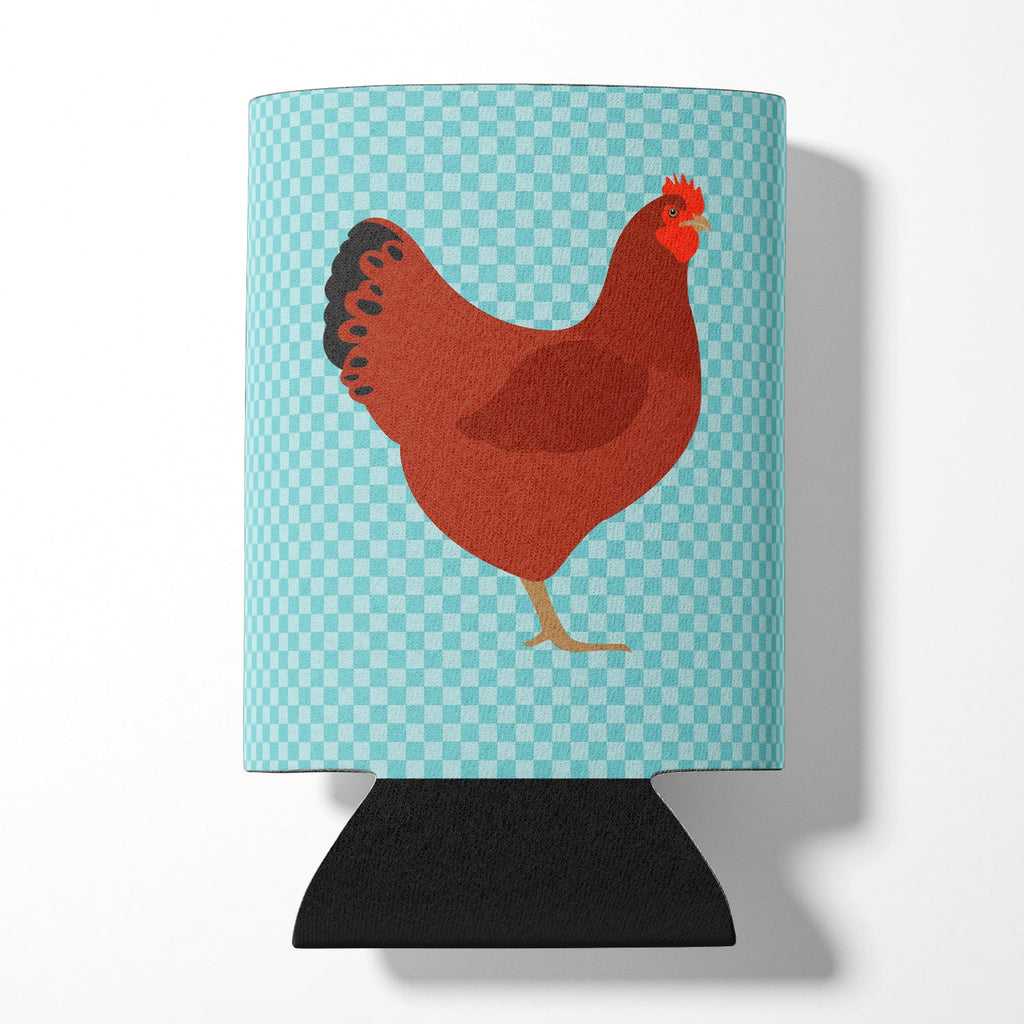 New Hampshire Red Chicken Blue Check Can or Bottle Hugger Cooler Sleeve for Standard 12 oz Cans, Insulated Foam Beer & Soda Can Hugger Reusable