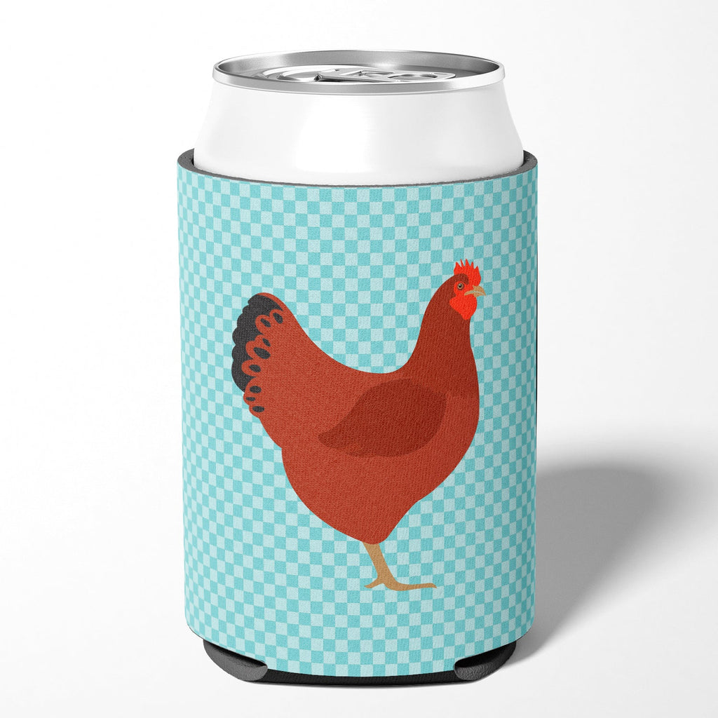 New Hampshire Red Chicken Blue Check Can or Bottle Hugger Cooler Sleeve for Standard 12 oz Cans, Insulated Foam Beer & Soda Can Hugger Reusable