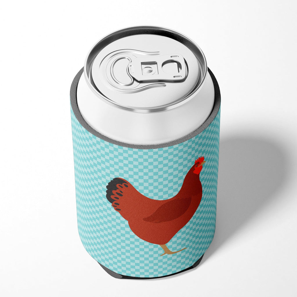 New Hampshire Red Chicken Blue Check Can or Bottle Hugger Cooler Sleeve for Standard 12 oz Cans, Insulated Foam Beer & Soda Can Hugger Reusable