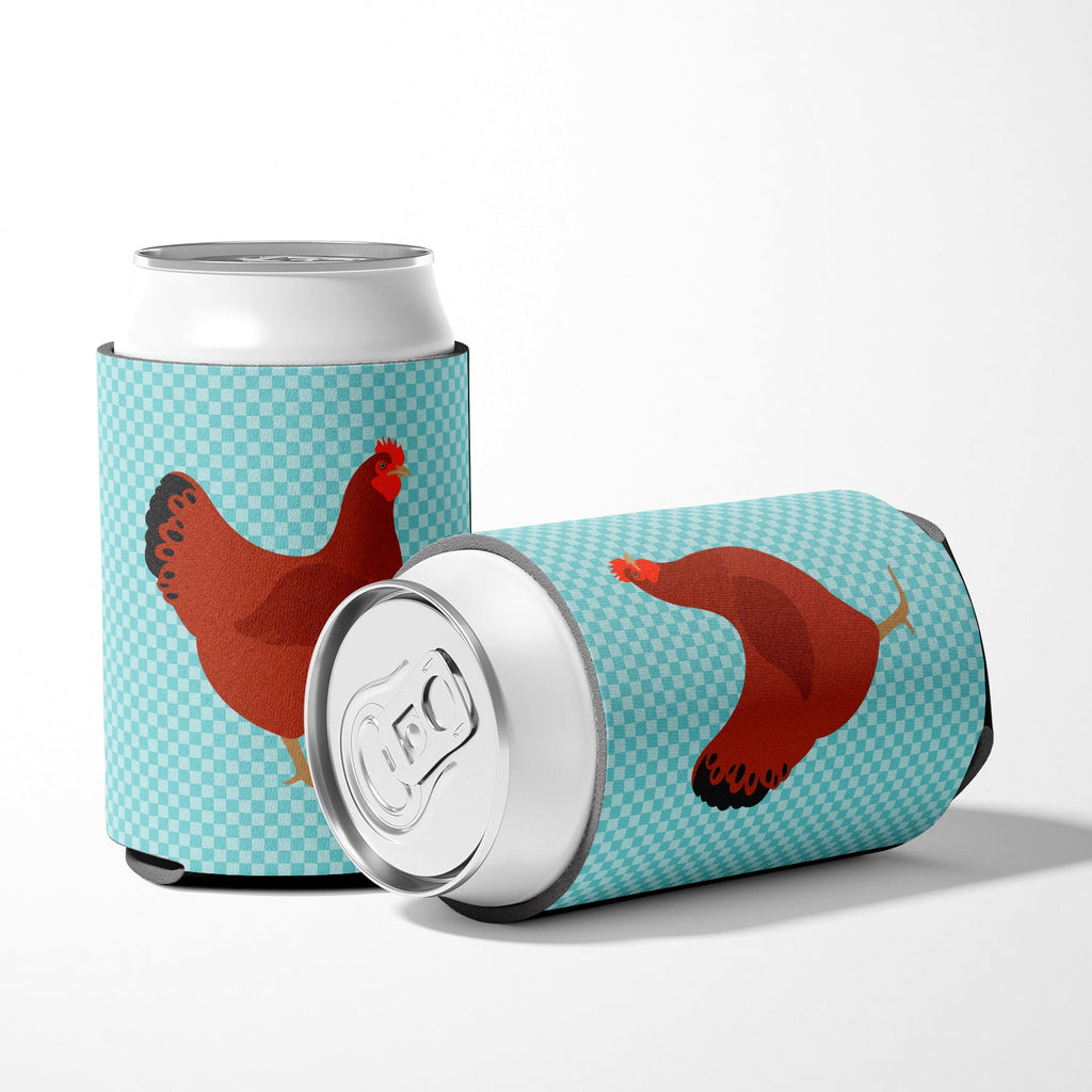 New Hampshire Red Chicken Blue Check Can or Bottle Hugger Cooler Sleeve for Standard 12 oz Cans, Insulated Foam Beer & Soda Can Hugger Reusable