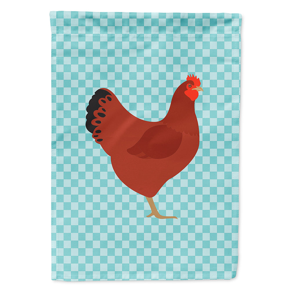 New Hampshire Red Chicken Blue Check House Flag 28x40 Porch Sleeve Pole Decorative Outside Yard Banner Artwork Wall Hanging, Polyester