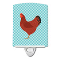 New Hampshire Red Chicken Blue Check Ceramic Night Light Compact, UL-Certified, Ideal for Bedroom, Bathroom, Nursery, Hallway, Kitchen, 6x4x3, Multicolor