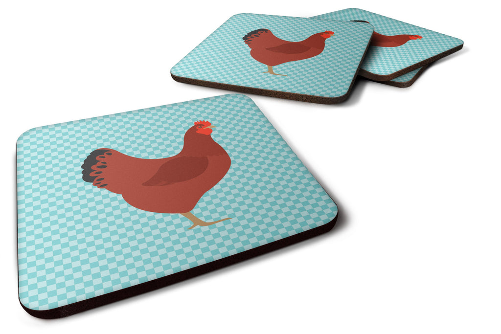 New Hampshire Red Chicken Blue Check Foam Coasters Set of 4 Cup Coasters for Indoor Outdoor, Tabletop Protection, Anti Slip, Mouse pad Material