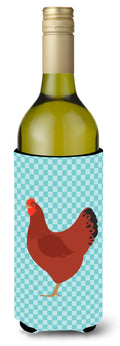 New Hampshire Red Chicken Blue Check Wine Bottle Hugger Gift Sleeve for Standard 750 ml Bottles, Insulated Reusable Also Fits Mini Shot & Pint Bottles