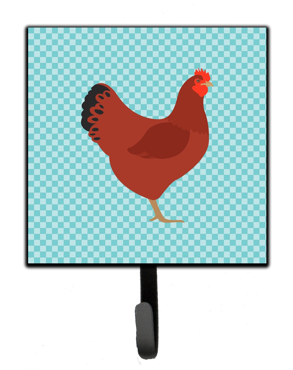 New Hampshire Red Chicken Blue Check Leash or Key Holder Wall Hooks, Key Hooks Holder, Coat Rack Wall Mount, Coat Hooks, Hooks for Hanging Keys, Towels, Aprons, Leashes