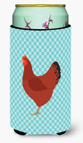 New Hampshire Red Chicken Blue Check Tall Boy Hugger Can Cooler Sleeve Machine Washable Drink Collapsible Insulator Beverage Insulated Holder