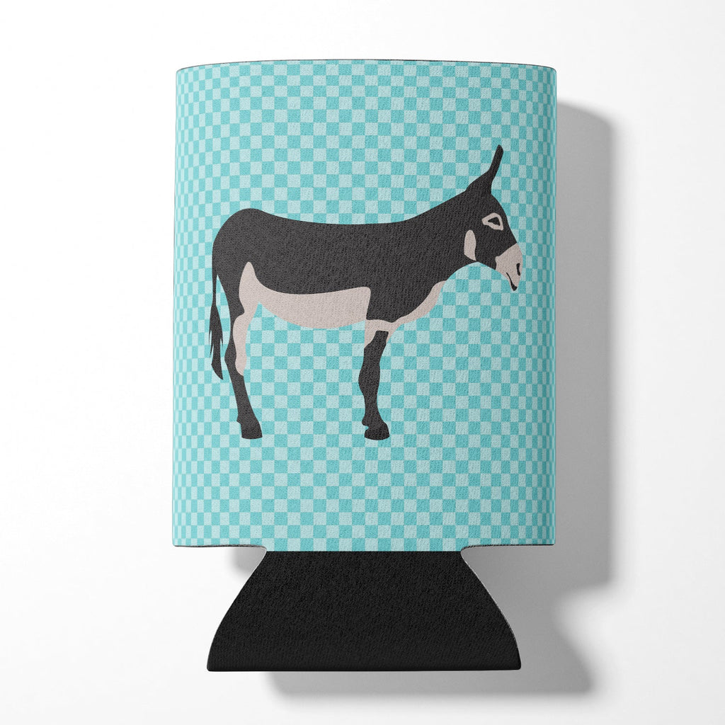 American Mammoth Jack Donkey Blue Check Can or Bottle Hugger Cooler Sleeve for Standard 12 oz Cans, Insulated Foam Beer & Soda Can Hugger Reusable