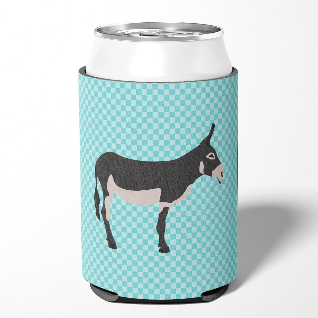 American Mammoth Jack Donkey Blue Check Can or Bottle Hugger Cooler Sleeve for Standard 12 oz Cans, Insulated Foam Beer & Soda Can Hugger Reusable