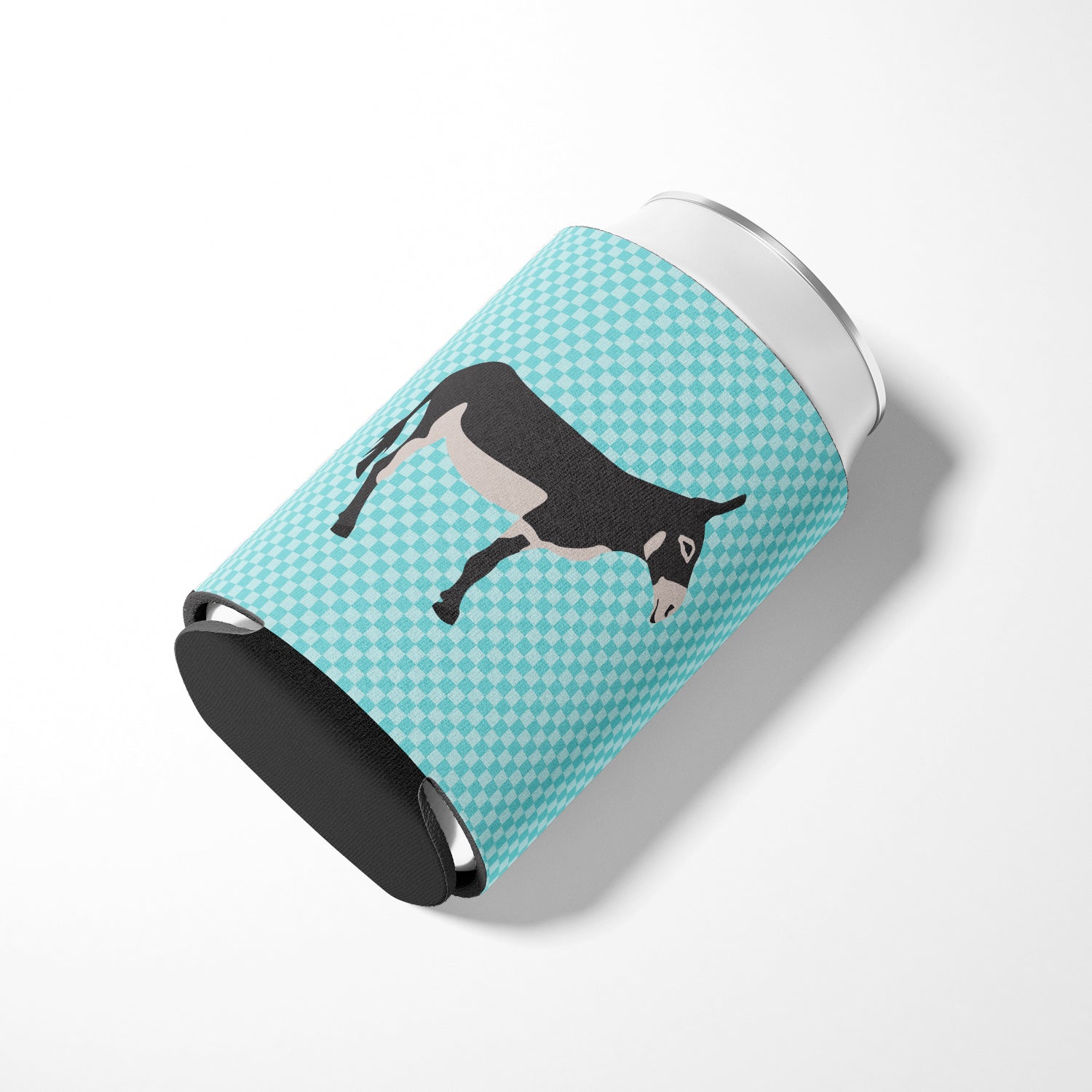 American Mammoth Jack Donkey Blue Check Can or Bottle Hugger Cooler Sleeve for Standard 12 oz Cans, Insulated Foam Beer & Soda Can Hugger Reusable