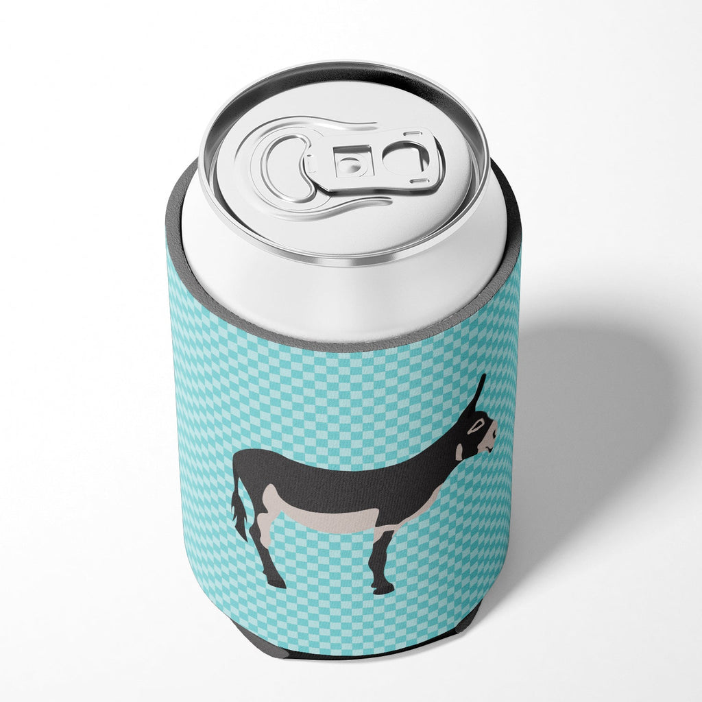 American Mammoth Jack Donkey Blue Check Can or Bottle Hugger Cooler Sleeve for Standard 12 oz Cans, Insulated Foam Beer & Soda Can Hugger Reusable