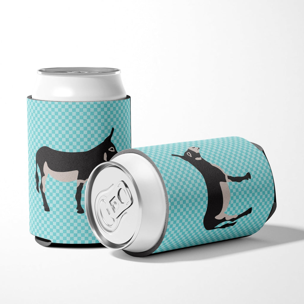 American Mammoth Jack Donkey Blue Check Can or Bottle Hugger Cooler Sleeve for Standard 12 oz Cans, Insulated Foam Beer & Soda Can Hugger Reusable