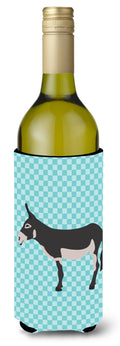 American Mammoth Jack Donkey Blue Check Wine Bottle Hugger Gift Sleeve for Standard 750 ml Bottles, Insulated Reusable Also Fits Mini Shot & Pint Bottles