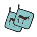 American Mammoth Jack Donkey Blue Check Pot Holder Set of 2 Heat Resistant Quilted Hot Pads 7.5 x 7.5 Inch, Insulated Kitchen Trivets for Cooking & Baking