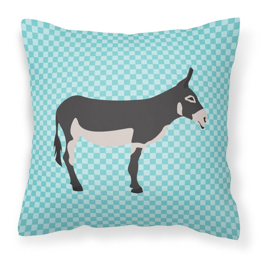 American Mammoth Jack Donkey Blue Check Decorative Throw Pillow 18x18 Indoor Outdoor Accent Cushion, Fabric Cover with Insert for Sofa, Bed, Porch & Living Room